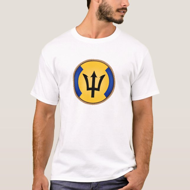 Cooles Barbados-Flag-Siegel T-Shirt (Vorderseite)
