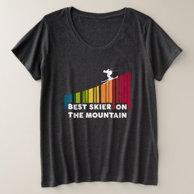 Cooles Barcode Design Bester Skifahrer auf dem Ber Große Größe T-Shirt (Design vorne)