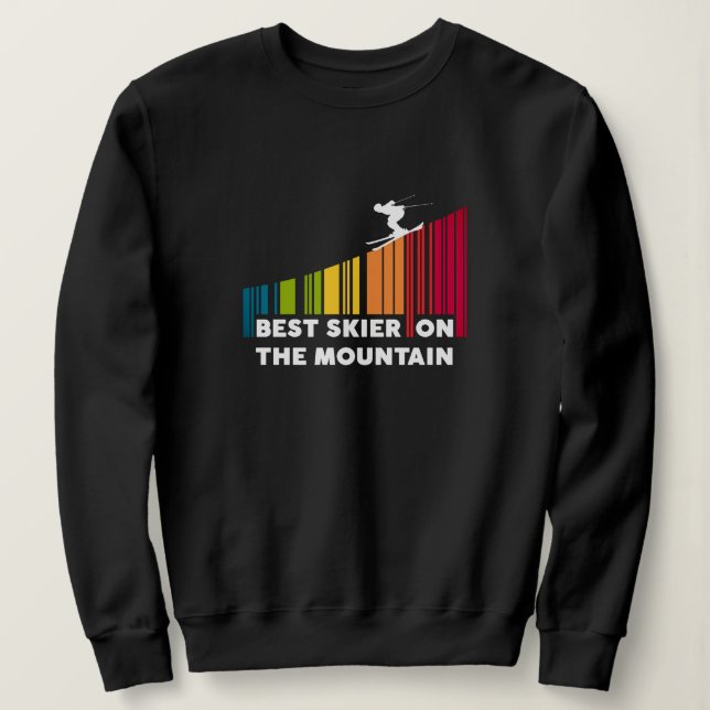 Cooles Barcode Design Bester Skifahrer auf dem Ber Sweatshirt (Design vorne)