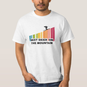 Cooles Barcode Design Bester Skifahrer auf dem Ber T-Shirt