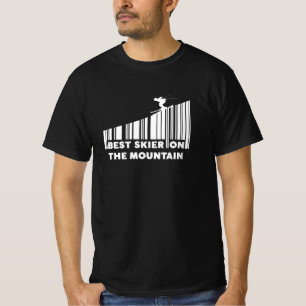 Cooles Barcode Design Bester Skifahrer auf dem Ber T-Shirt