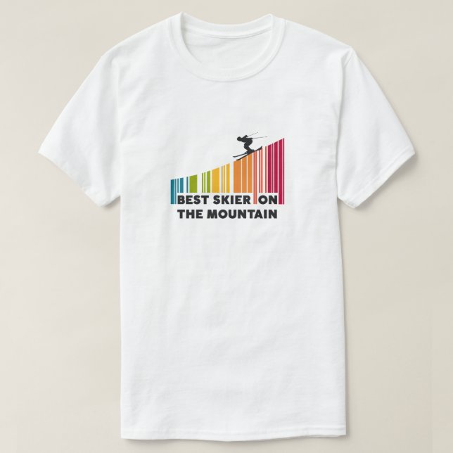 Cooles Barcode Design Bester Skifahrer auf dem Ber T-Shirt (Design vorne)