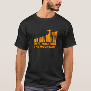 Cooles Barcode Design Bester Skifahrer auf dem Ber T-Shirt