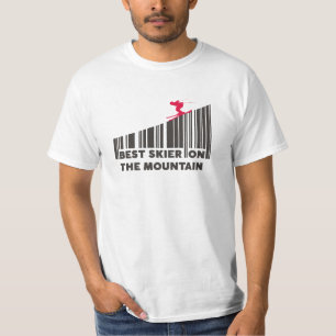 Cooles Barcode Design Bester Skifahrer auf dem Ber T-Shirt