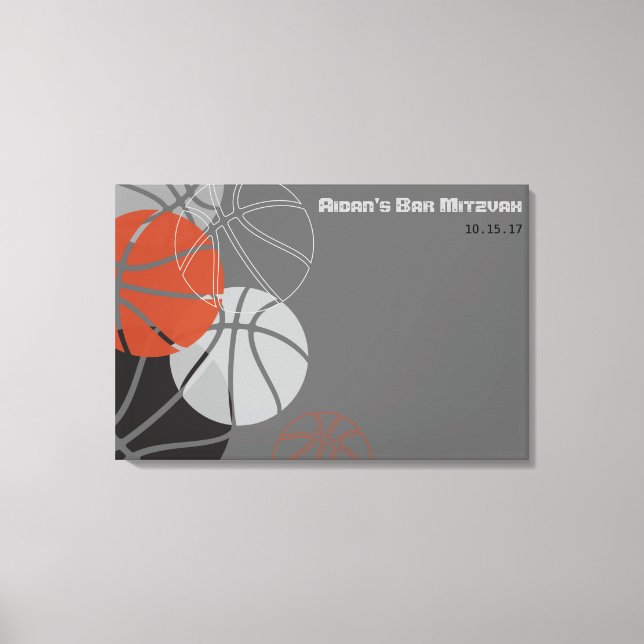 COOLES BASKETBALL Bar Mitzvah Sign-In Board Leinwanddruck (Vorderseite)