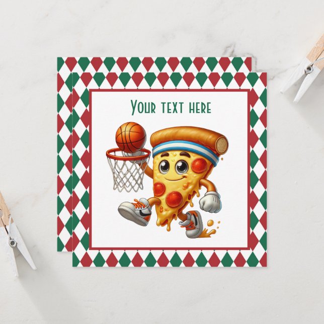 Cooles Basketball Pizza Party Einladung (Vorderseite/Rückseite Beispiel)