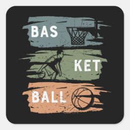 Cooles Basketballdesign in 3 Farben Quadratischer Aufkleber