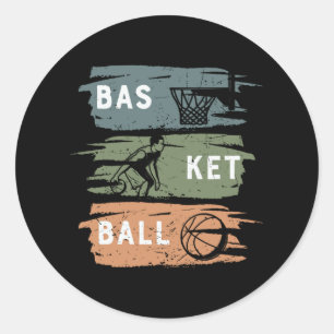 Cooles Basketballdesign in 3 Farben Runder Aufkleber
