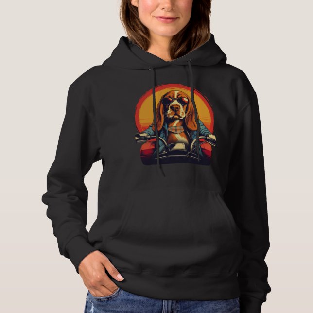 Cooles Basset-Hundbiker bei Sonnenuntergang Hoodie (Vorderseite)