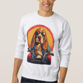 Cooles Basset-Hundbiker bei Sonnenuntergang Sweatshirt