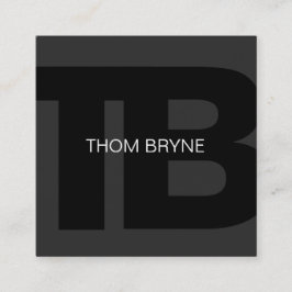 Cooles Berufliches Schwarz-2-Buchstaben-Monogramm Quadratische Visitenkarte
