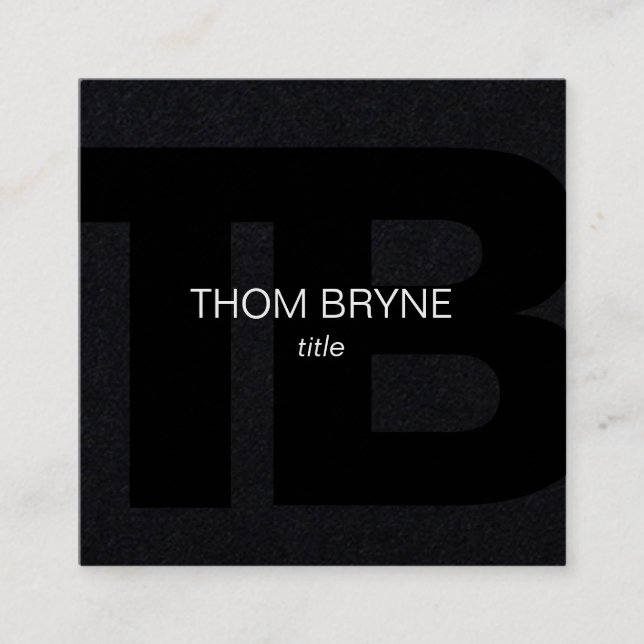 Cooles Berufliches Schwarz-2-Buchstaben-Monogramm Quadratische Visitenkarte (Vorderseite)