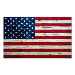 Cooles beunruhigtes amerikanische Flaggen-Holz Fotodruck