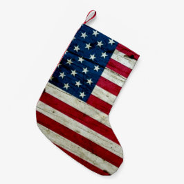Cooles beunruhigtes amerikanische Flaggen-Holz Kleiner Weihnachtsstrumpf