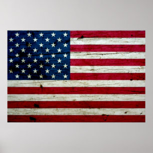 Cooles beunruhigtes amerikanische Flaggen-Holz Poster