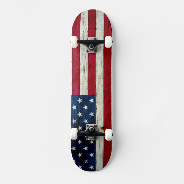 Cooles beunruhigtes amerikanische Flaggen-Holz Skateboard (Vorderseite)