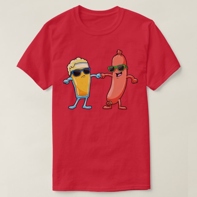 Cooles Bier mit köstlicher Würstchen als beste Fre T-Shirt (Design vorne)