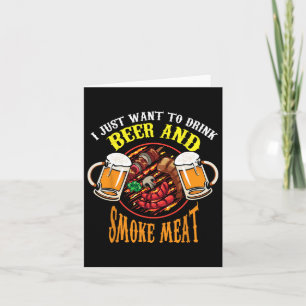 Cooles Bier und Rauchfleisch Grillen Sonnen Feinsc Karte
