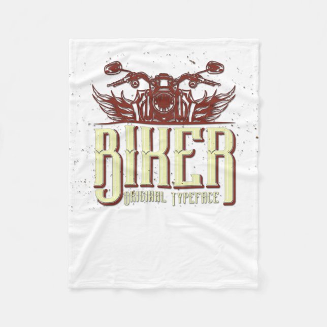 Cooles Bikerdesign - Originalschrift Fleecedecke (Vorderseite)