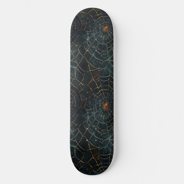 Cooles Black and Gold Spiding Web Design Skateboar Skateboard (Vorderseite)