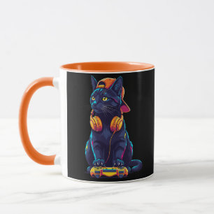 Cooles Black Cat Gamer Halloween Spooky Design Tasse