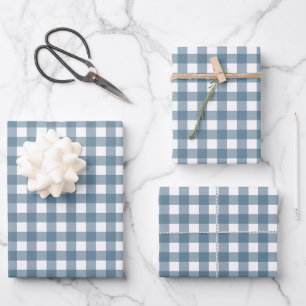 Cooles Blau kariert Geschenkpapier Set
