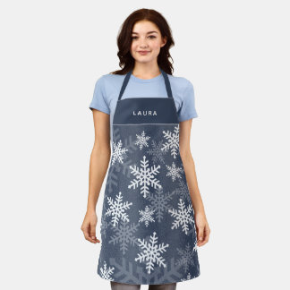 Cooles Blau und Weiße Schneeflocken Weihnachtsfeie Schürze