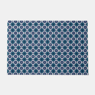 Cooles blau-weißes Mosaikmuster Fußmatte