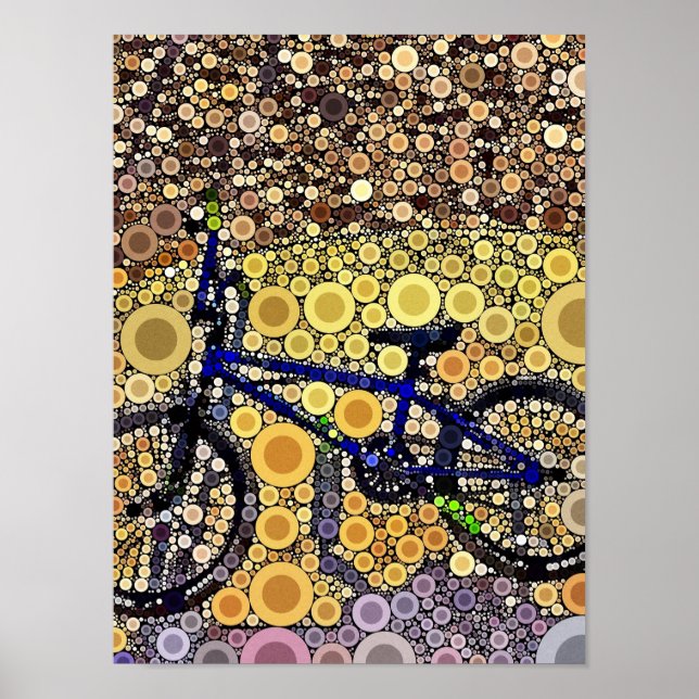 Cooles blaues Bike-Konzentrat-Mosaikmuster Poster (Vorne)
