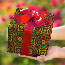 Cooles blaues gelbes Retro geometrisches Ethnic Tr Geschenkpapier