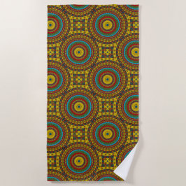 Cooles blaues gelbes Retro geometrisches Ethnic Tr Strandtuch