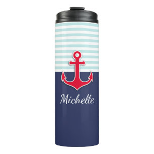 Cooles blaues Navy-Design Personalisiert Thermosbecher