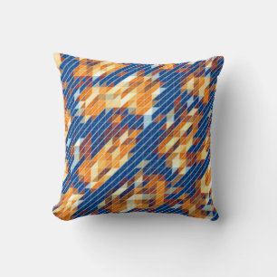Cooles blaues orangefarbenes Muster Kissen