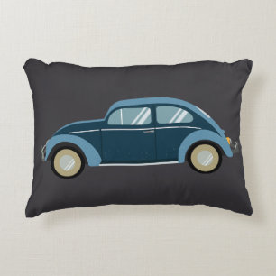 cooles blaues Retro-Auto mit Schrammen Dekokissen