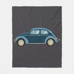 cooles blaues Retro-Auto mit Schrammen Fleecedecke