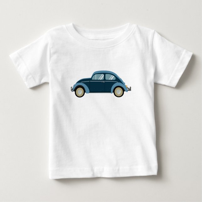 cooles blaues Retroauto mit Manschetten Baby T-shirt (Vorderseite)