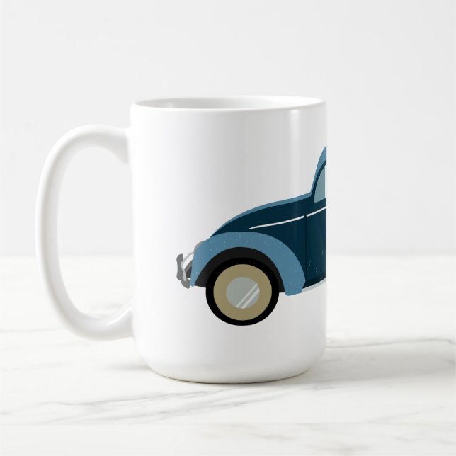 cooles blaues Retroauto mit Manschetten Kaffeetasse (Links)