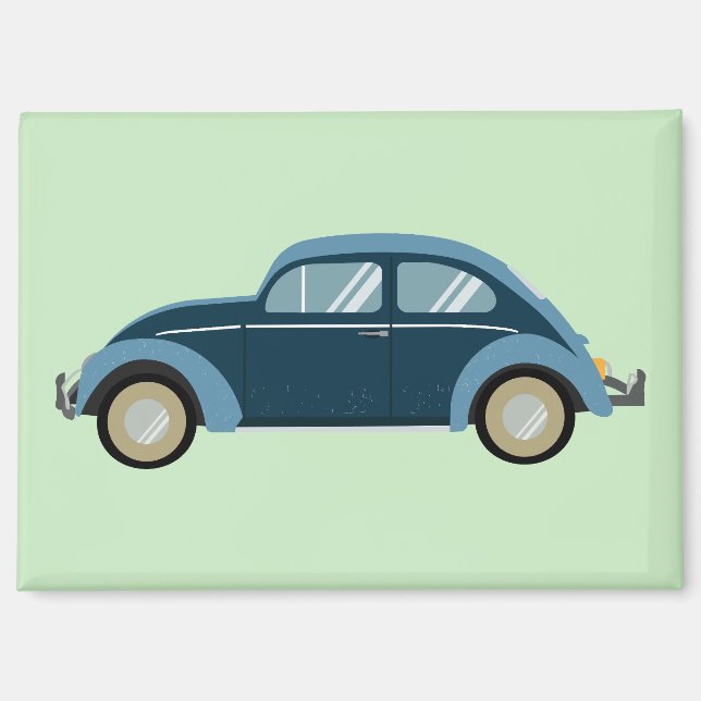 cooles blaues Retroauto mit Manschetten Magnet (Vorderseite)