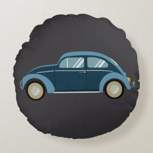 cooles blaues Retroauto mit Manschetten Rundes Kissen