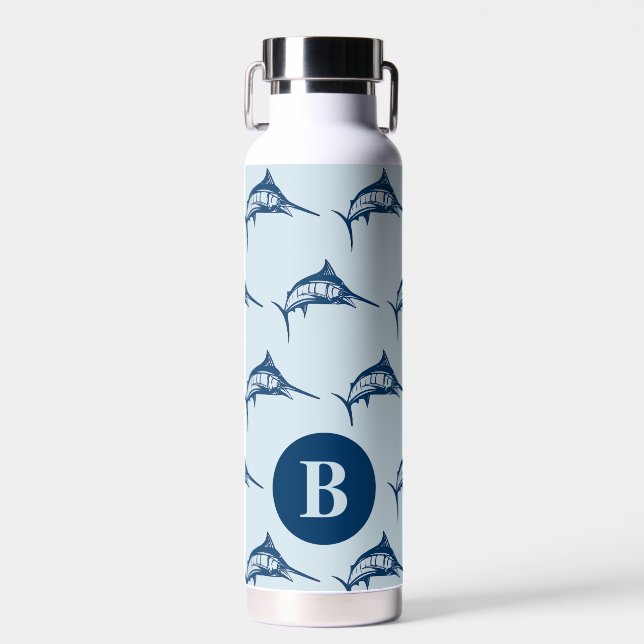 Cooles Blaues Schwertfisch-Muster Trinkflasche (Vorne)