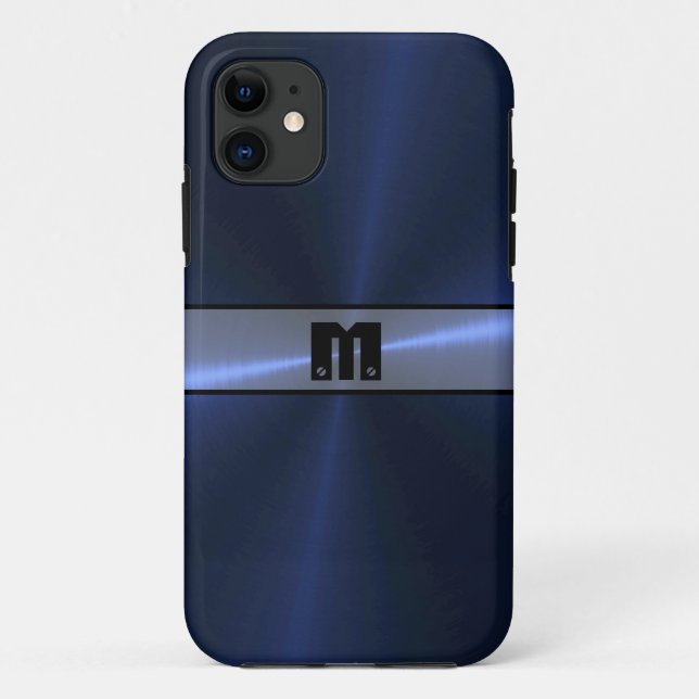 Cooles blaues Shiny-Edelstahlmetall 7 Case-Mate iPhone Hülle (Rückseite)