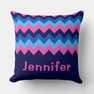 Cooles blaurosa Zickzack Monogramm Big Throw Kisse Kissen