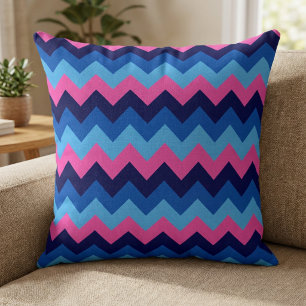 Cooles blaurosa Zickzack Muster Big Throw Kissen