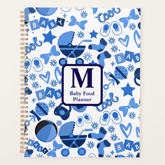 cooles Blue Baby Kinderzimmer Pattern personalisie Planer (Vorderseite)