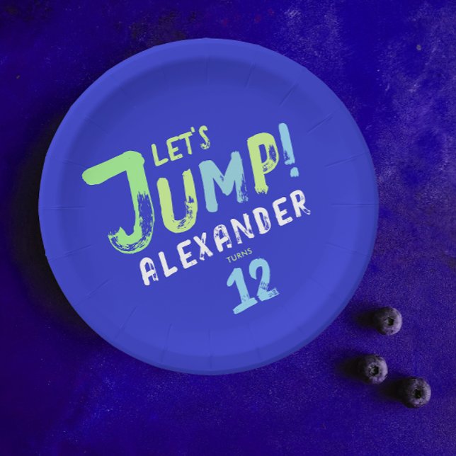 Cooles Blue Boy Trampolin Jump Kid Bounce Party Pappteller (Von Creator hochgeladen)