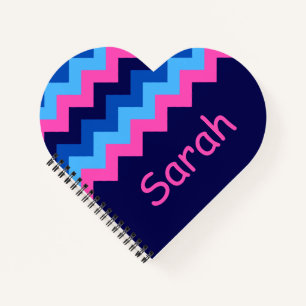 Cooles Blue Pink Zickzack Monogram Heft Notebook Notizbuch