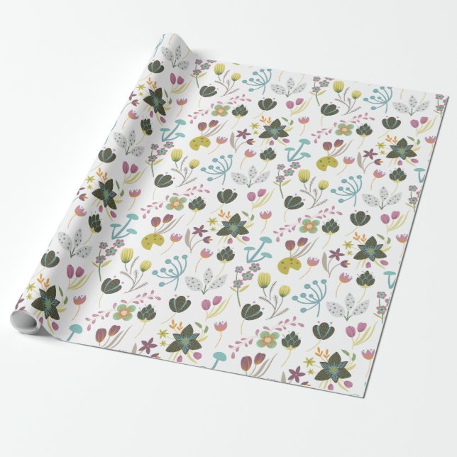 Cooles Blumenmuster Geschenkpapier (Ungerollt)