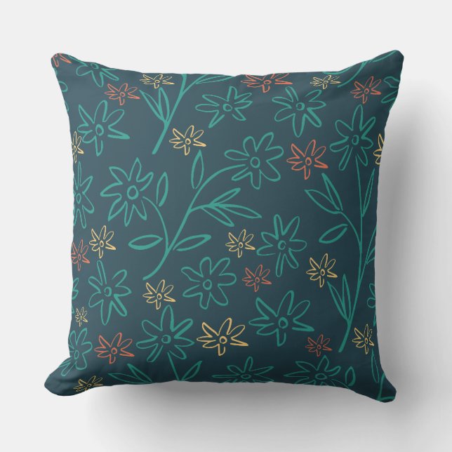 Cooles Blumenmuster Grafik Kissen (Vorderseite)