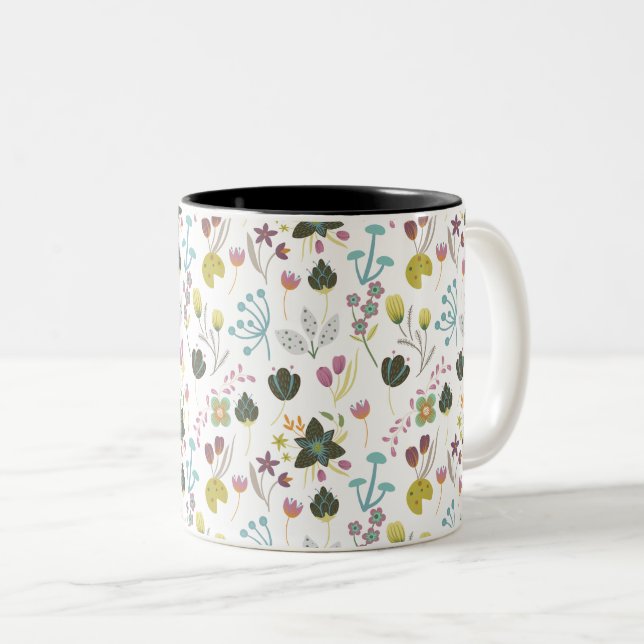 Cooles Blumenmuster Zweifarbige Tasse (VorderseiteRechts)