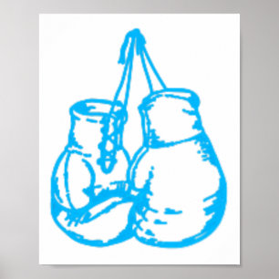 Cooles Boxblau-Zeichen mit Handschuhen Poster